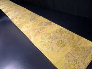 Fukuro Obi Vintage(1950-1980) Gold Phoenix Silk BB89W6