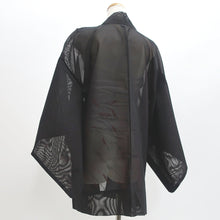 Load image into Gallery viewer, Haori Jacket Vintage(1950-1980) Black Magenta See-Through Grass Silk #9199E2
