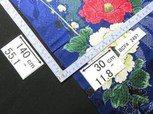Load image into Gallery viewer, BCF#2497 Silk Kimono Fabric Vintage(1920-1950) Hand Painted  Flower     Blue    140cm (55.1in)
