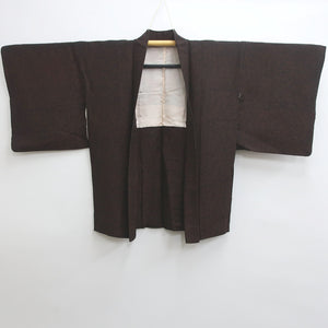 Haori Jacket Vintage(1950-1980) Black Gold Silver Chrysanthemum Silk #8943C1