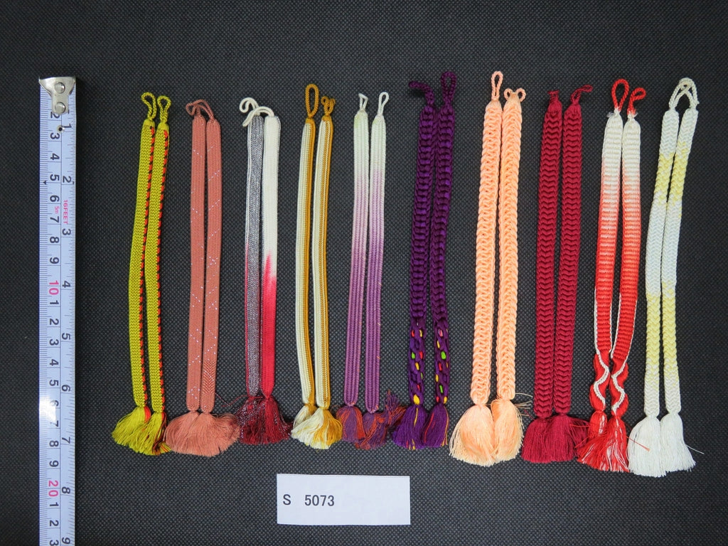 S#5073 Silk Haori Himo Flat Braid 10pcs Bundle Pack
