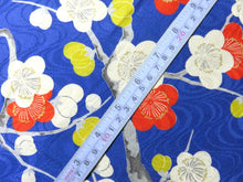 Load image into Gallery viewer, BCF#2513 Silk Kimono Fabric Vintage(1920-1950) Hand Painted  Branch  Plum Blossom    Blue    140cm (55.1in)
