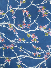 Load image into Gallery viewer, MKF#209 Silk Kimono Fabric Vintage(1950-1980) Branch Blue 40.6x12.6in(103x32cm)
