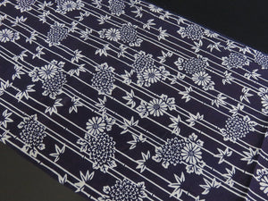 FF2561B Cotton Kimono Fabric Chrysanthemum Indigo Blue 42.1x13.0in(107x33cm)