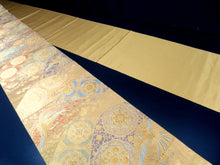Load image into Gallery viewer, Fukuro Obi Vintage(1950-1980) Gold Phoenix Silk BB89W6
