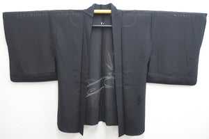 Haori Jacket Vintage(1950-1980) Black See-Through for Summer Iris Silk #8466F1