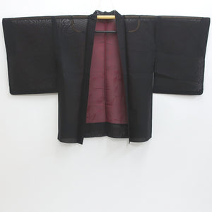 Haori Jacket Vintage(1950-1980) Black Magenta See-Through Grass Silk #9199E2