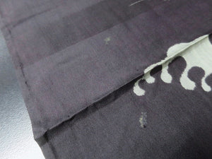 MKF#127 Silk Kimono Fabric Vintage(1920-1950) Meisen Wave Black 49.2x12.6in(125x32cm)
