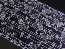 Load image into Gallery viewer, FF2626B Cotton Kimono Fabric Vintage(1950-1980) Bamboo Indigo Blue 59.8x13.4in(152x34cm)
