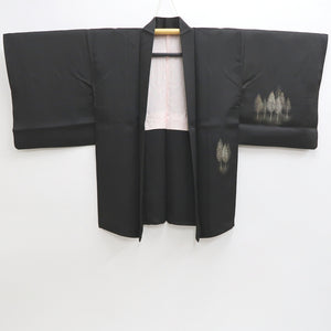 Haori Jacket Vintage(1950-1980) Black Mountain Forest Landscape Silk #9589H4