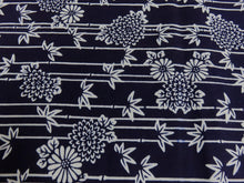 Load image into Gallery viewer, FF2626B Cotton Kimono Fabric Vintage(1950-1980) Bamboo Indigo Blue 59.8x13.4in(152x34cm)
