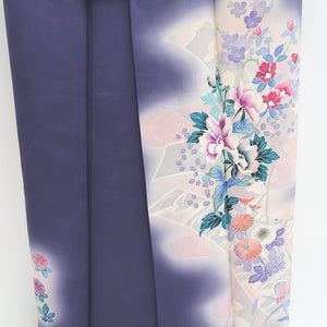 Kimono Purple Plum blossom Camellia Tall Silk #9345F4