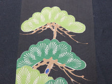 Load image into Gallery viewer, BCF#2661 Silk Tomesode Fabric Vintage(1920-1950) Pine Tree Black Green 65cm (25.6in)
