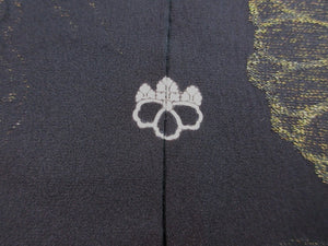 Haori Jacket Vintage(1950-1980) Black Gold Glinting Chrysanthemum #118