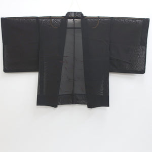 Haori Jacket Vintage(1950-1980) Black Magenta See-Through Grass Silk #9199E2