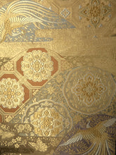 Load image into Gallery viewer, Fukuro Obi Vintage(1950-1980) Gold Phoenix Silk BB89W6
