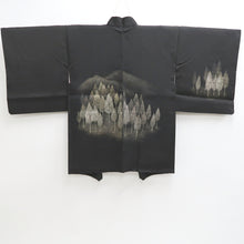 Load image into Gallery viewer, Haori Jacket Vintage(1950-1980) Black Mountain Forest Landscape Silk #9589H4
