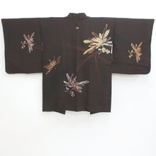 Load image into Gallery viewer, Haori Jacket Vintage(1950-1980) Black Chrysanthemum Leaves Silk #9167D5
