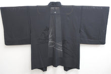 Load image into Gallery viewer, Haori Jacket Vintage(1950-1980) Black See-Through for Summer Iris Silk #8466F1
