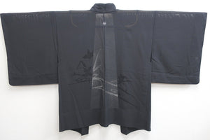 Haori Jacket Vintage(1950-1980) Black See-Through for Summer Iris Silk #8466F1