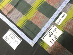 BCF#2887 Silk Kimono Fabric Vintage(1920-1950) Meisen Green 53.1x11.8in(135x30cm)