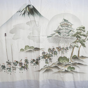 Men's Juban Blueish Gray Mt. Fuji Castle Samurai Silk #9476G4