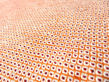 Load image into Gallery viewer, MBFq#2B Silk Kimono Fabric Vintage(1950-1980) Shibori Orange Red 72.8x13.4in(185x34cm)
