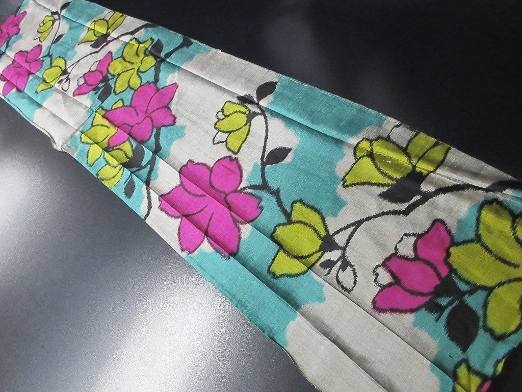ACH#642a40 Silk Kimono Fabric Vintage Meisen 57.1x12.6in(145x32cm)