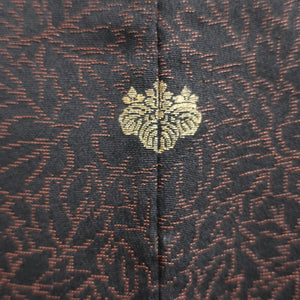 Haori Jacket Vintage(1950-1980) Black Chrysanthemum Leaves Silk #9167D5