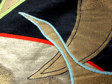 Load image into Gallery viewer, Fukuro Obi Vintage(1950-1980) Black Gold Crane Birds Silk BB127W8
