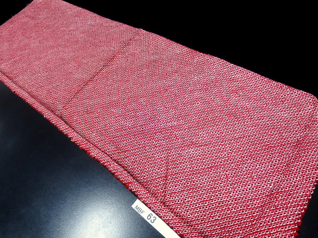 MBFq#63A Silk Kimono Fabric Vintage(1950-1980) Shibori Red 40.2x13.0in(102x33cm)