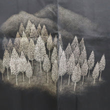 Load image into Gallery viewer, Haori Jacket Vintage(1950-1980) Black Mountain Forest Landscape Silk #9589H4
