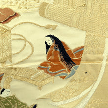 Load image into Gallery viewer, Fukuro Obi Vintage(1950-1980) White Gold Heian Princess Silk BB220V3
