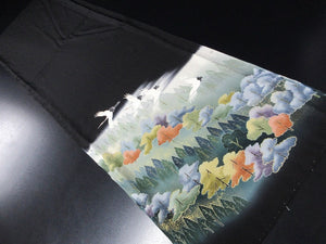 BCF#2931 Silk Tomesode Fabric Crane Birds 43.3x13.8in(110x35cm)