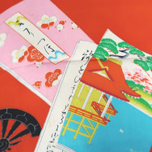 Load image into Gallery viewer, KK1190B4 Rayon Kimono Fabric Vintage(1950-1980) Heian Princess Vermillion 51.6x24.8in(131x63cm)
