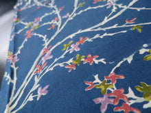 Load image into Gallery viewer, MKF#210 Silk Kimono Fabric Vintage(1950-1980) Branch Blue 40.6x12.6in(103x32cm)
