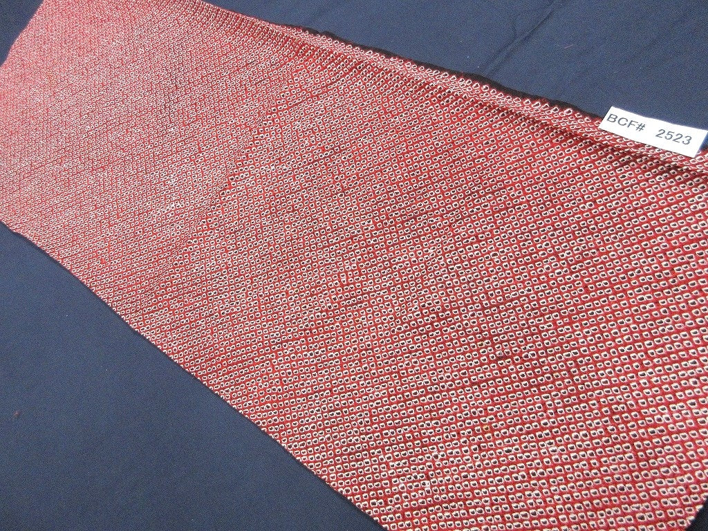 BCF#2523 Silk Kimono Fabric Vintage(1950-1980) Hand-stitched  Shibori     Red    80cm (31.5in)