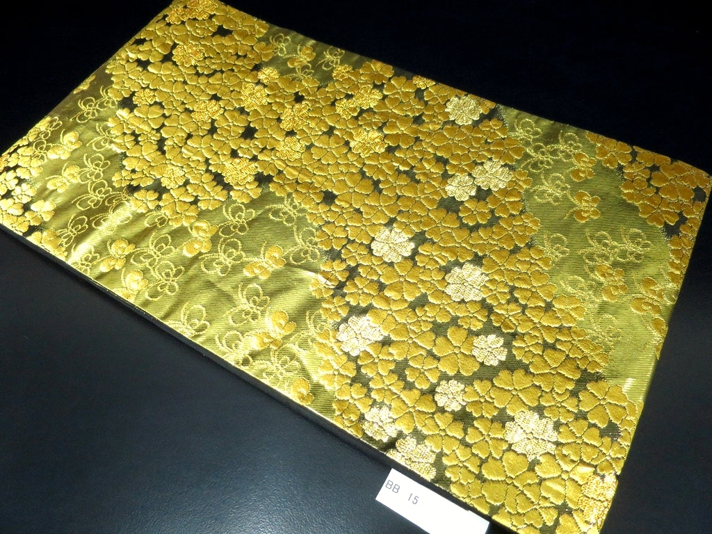 Fukuro Obi Gold Flower Butterfly Silk BB15W1