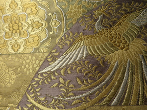 Fukuro Obi Vintage(1950-1980) Gold Phoenix Silk BB89W6