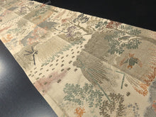 Load image into Gallery viewer, BB8287AD Silk Obi Fabric Vintage(1920-1950) Sparrow Beige Green 72.8x12.6in(185x32cm)
