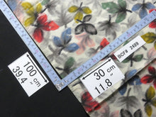 Load image into Gallery viewer, BCF#2499 Silk Kimono Fabric Vintage(1920-1950)  Meisen  Leaf   White  Black   100cm (39.4in)
