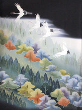 Load image into Gallery viewer, BCF#2931 Silk Tomesode Fabric Crane Birds 43.3x13.8in(110x35cm)
