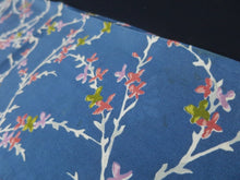 Load image into Gallery viewer, MKF#210 Silk Kimono Fabric Vintage(1950-1980) Branch Blue 40.6x12.6in(103x32cm)
