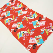 Load image into Gallery viewer, KK1191B4 Rayon Kimono Fabric Vintage(1950-1980) Heian Princess Vermillion 53.1x26.8in(135x68cm)
