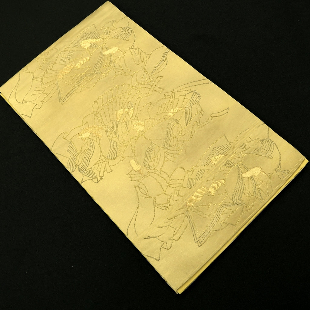 Fukuro Obi Vintage(1950-1980) Gold Yellow Heian Princess Silk BB221V3