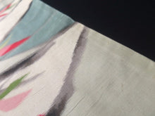 Load image into Gallery viewer, MKF#128 Silk Kimono Fabric Vintage(1920-1950) Meisen Wave Off whilte 59.8x12.6in(152x32cm)
