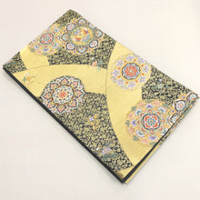 Load image into Gallery viewer, Fukuro Obi Vintage(1950-1980) Black Gold Flower Silk BB171V1
