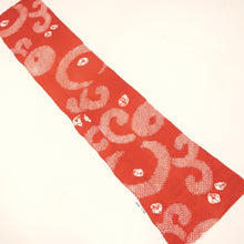 Load image into Gallery viewer, KK1166B4 Silk Kimono Fabric Vintage(1920-1950) Shibori Karakusa Vermillion 55.1x11.8in(140x30cm)
