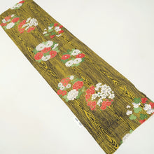 Load image into Gallery viewer, KK1207B5 Silk Kimono Fabric Vintage(1920-1950) Peony Ume Camellia Yellow Black 50.0x12.2in(127x31cm)
