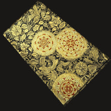 Load image into Gallery viewer, Fukuro Obi Black Gold Birds Flower Silk BB236V4
